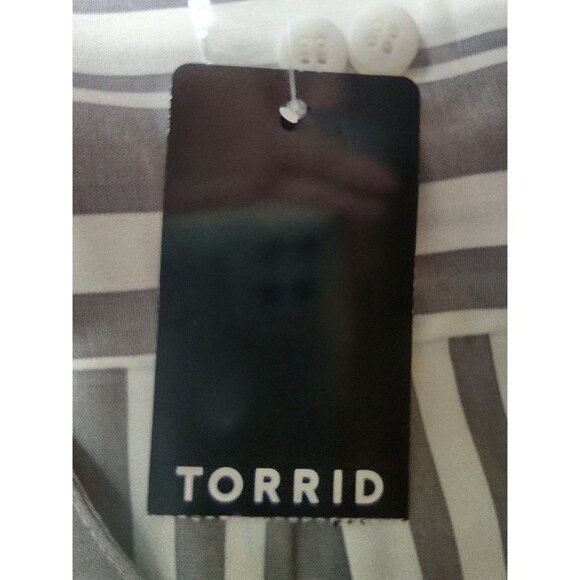 Torrid Gray and White Striped 100% Modal Harper Blouse Size Large (12) NWT - Picture 7 of 11